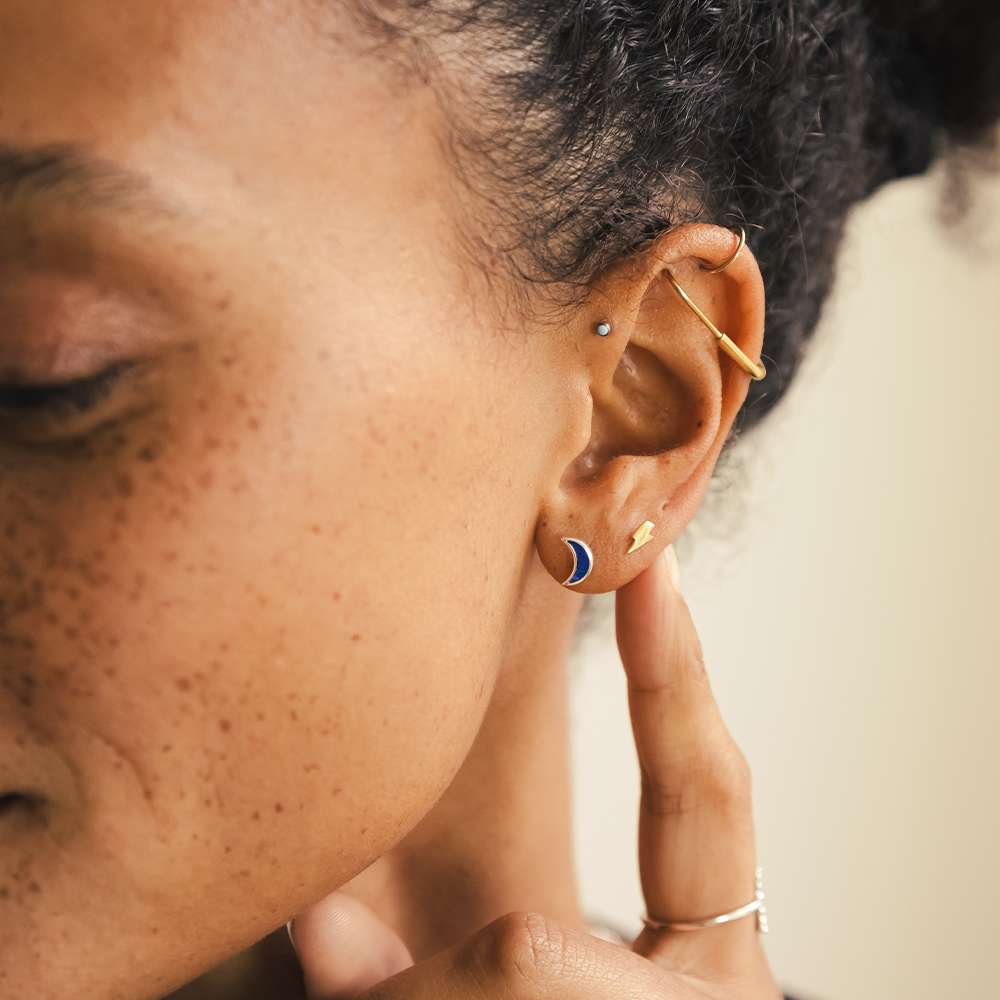 Daisy Lightening Stud Earrings, Gold Plated: ST08_GP