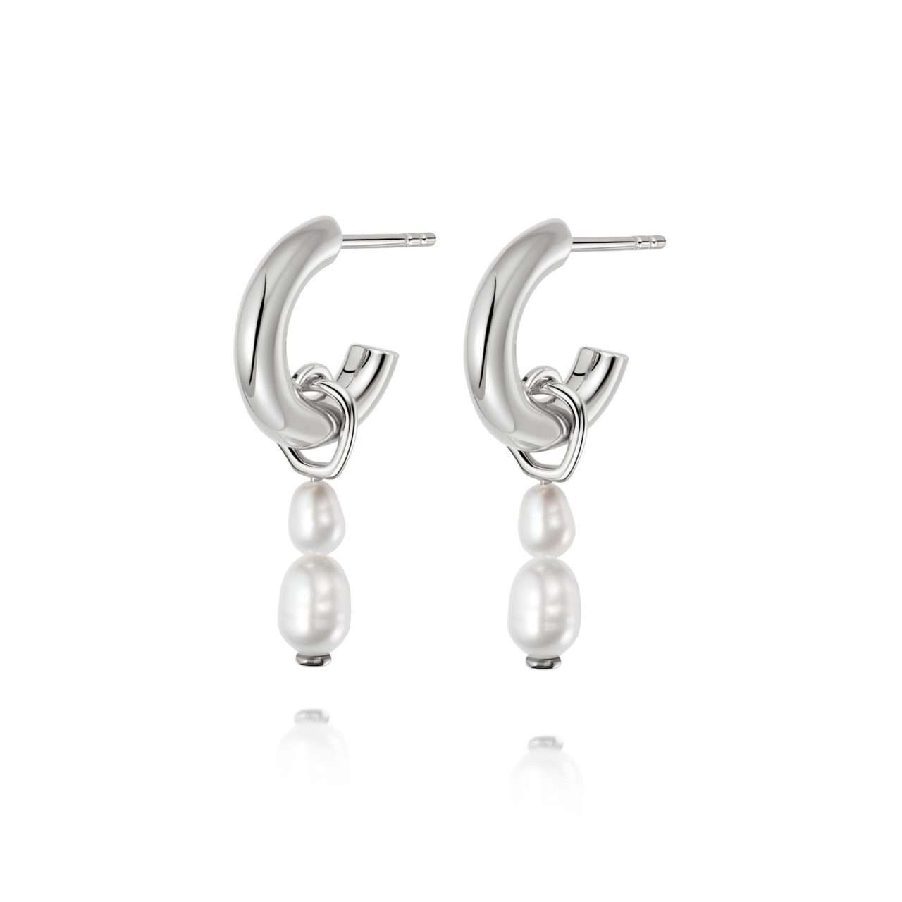 Daisy Treasure Double Baroque Pearl Hoop Earrings, Sterling Silver