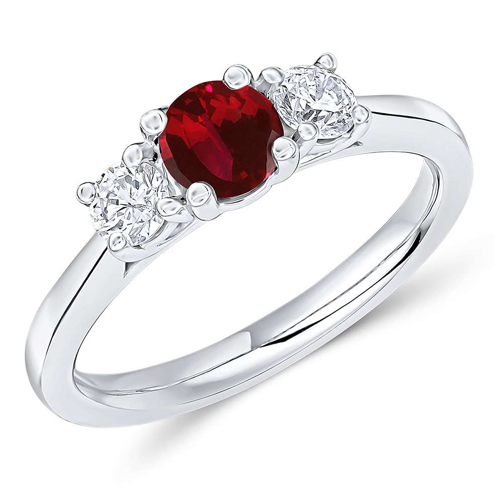 18ct Ruby and Diamond Trilogy Ring : 0141031