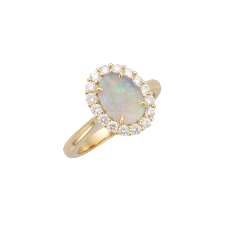 18ct Opal & Diamond Cluster Ring