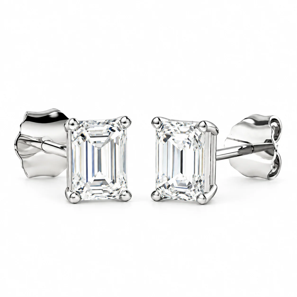 9ct Diamond (Lab Grown) Emerald Stud Earrings, 0.70ct