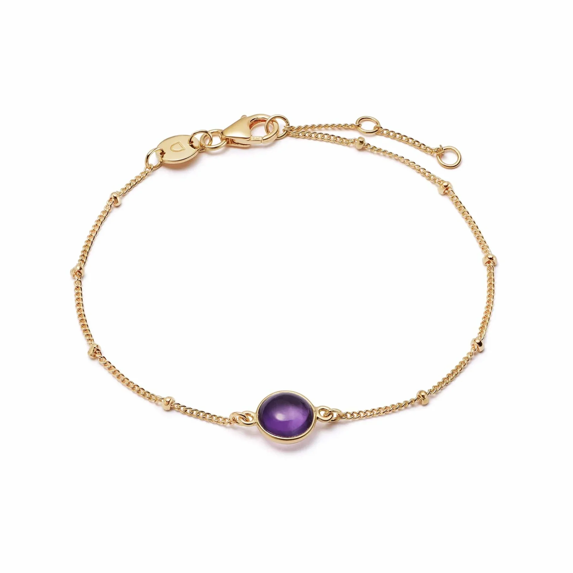 Daisy Amethyst Healing Stone Bobble Bracelet 18ct Gold Plate