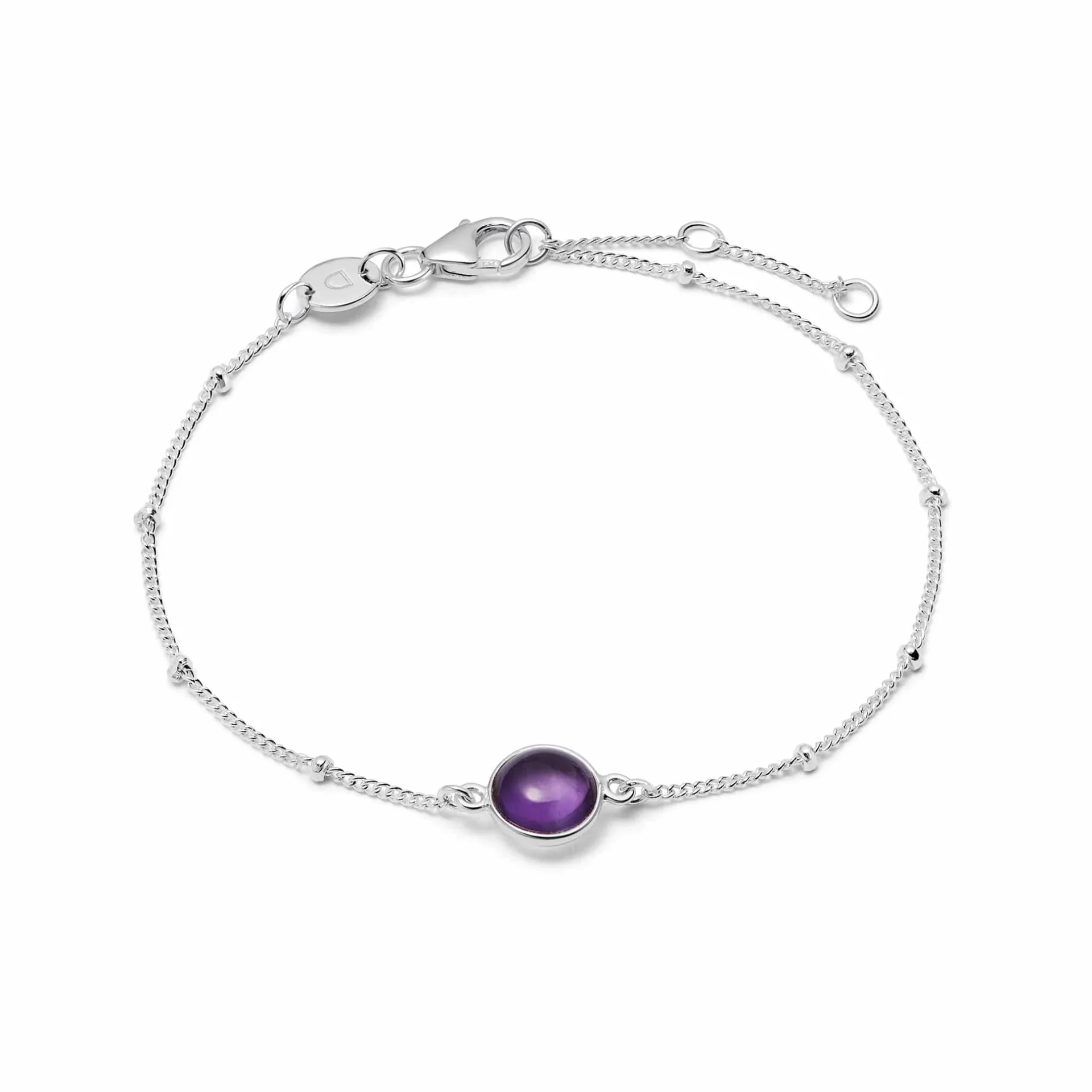 Daisy Amethyst Healing Stone Bobble Bracelet Sterling Silver