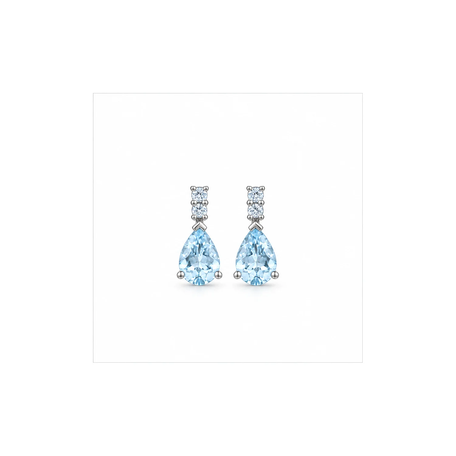 18ct White Gold Aquamarine and Diamond Earrings
