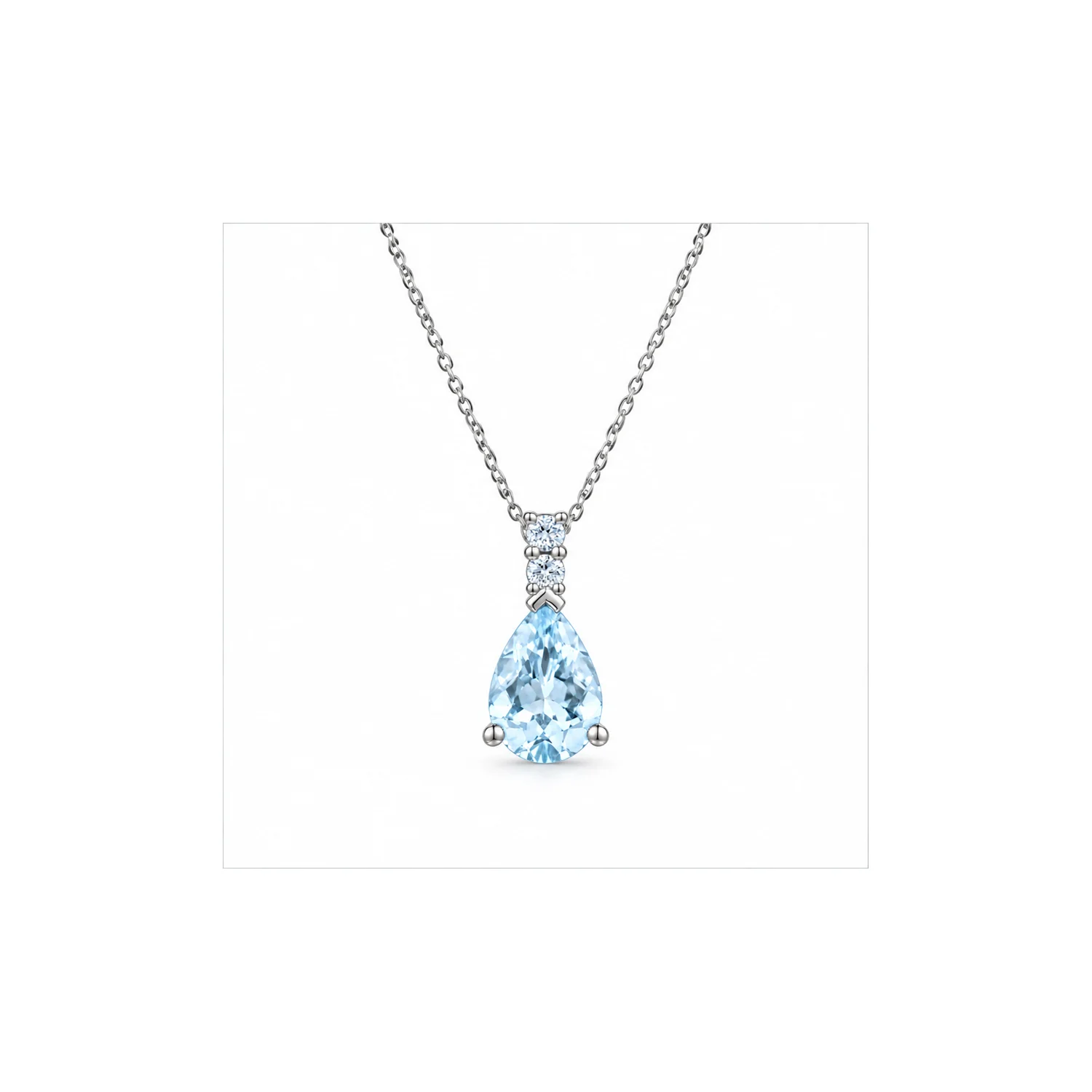 18ct White Gold Aquamarine and Diamond Pendant