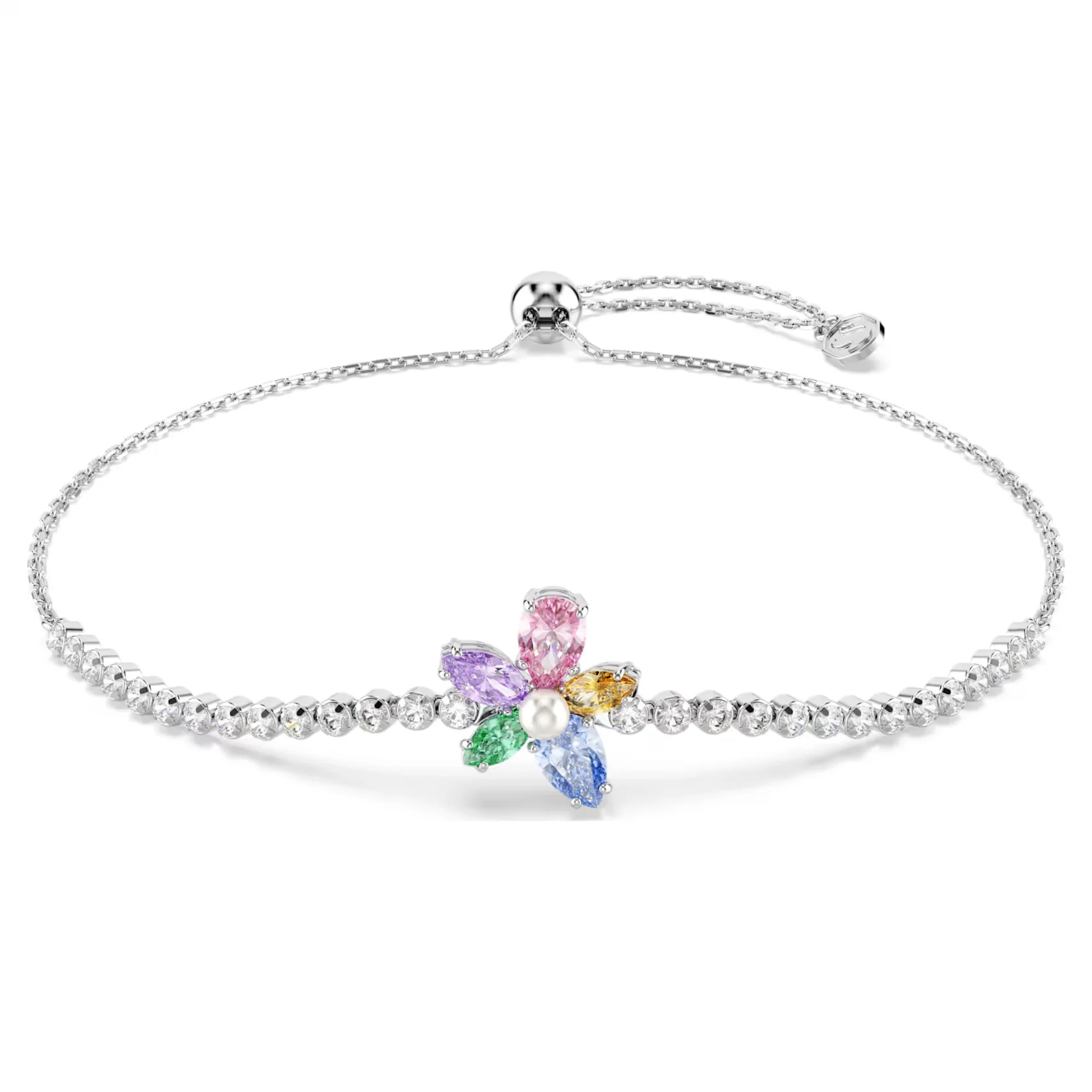 Ariana Grande x Swarovski bracelet, Mixed cuts, Flower, Multicoloured, Rhodium plated
