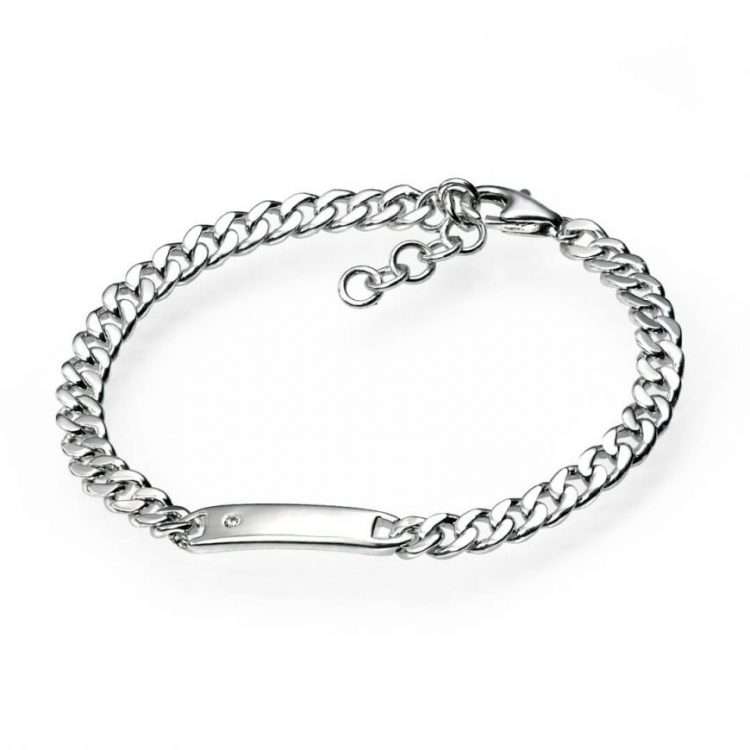 Story Childs ID Bracelet, Diamond and Silver