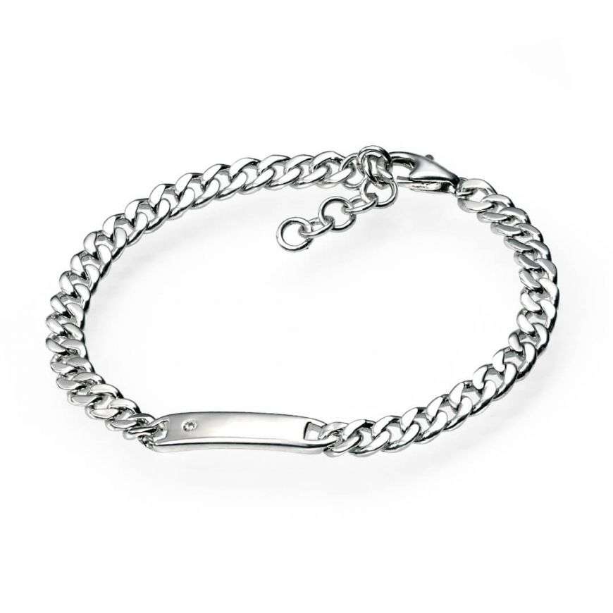 Story Childs ID Bracelet, Diamond and Silver