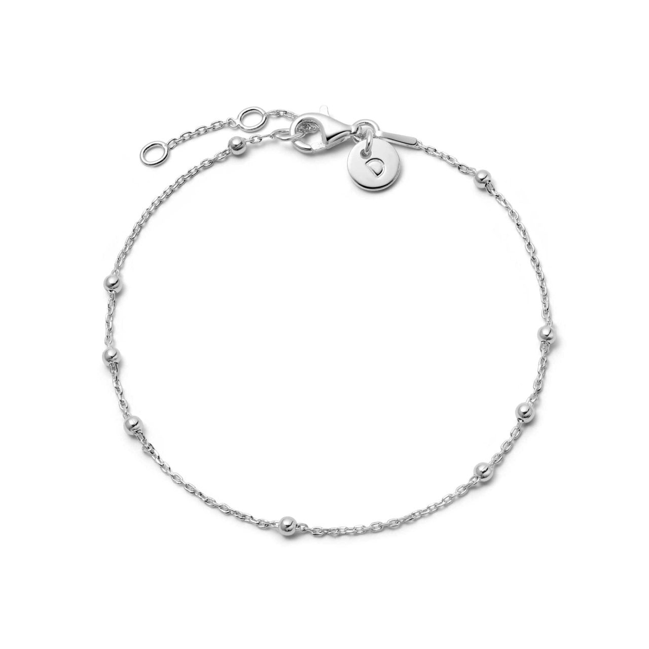 Daisy Beaded Layering Chain Bracelet Sterling Silver