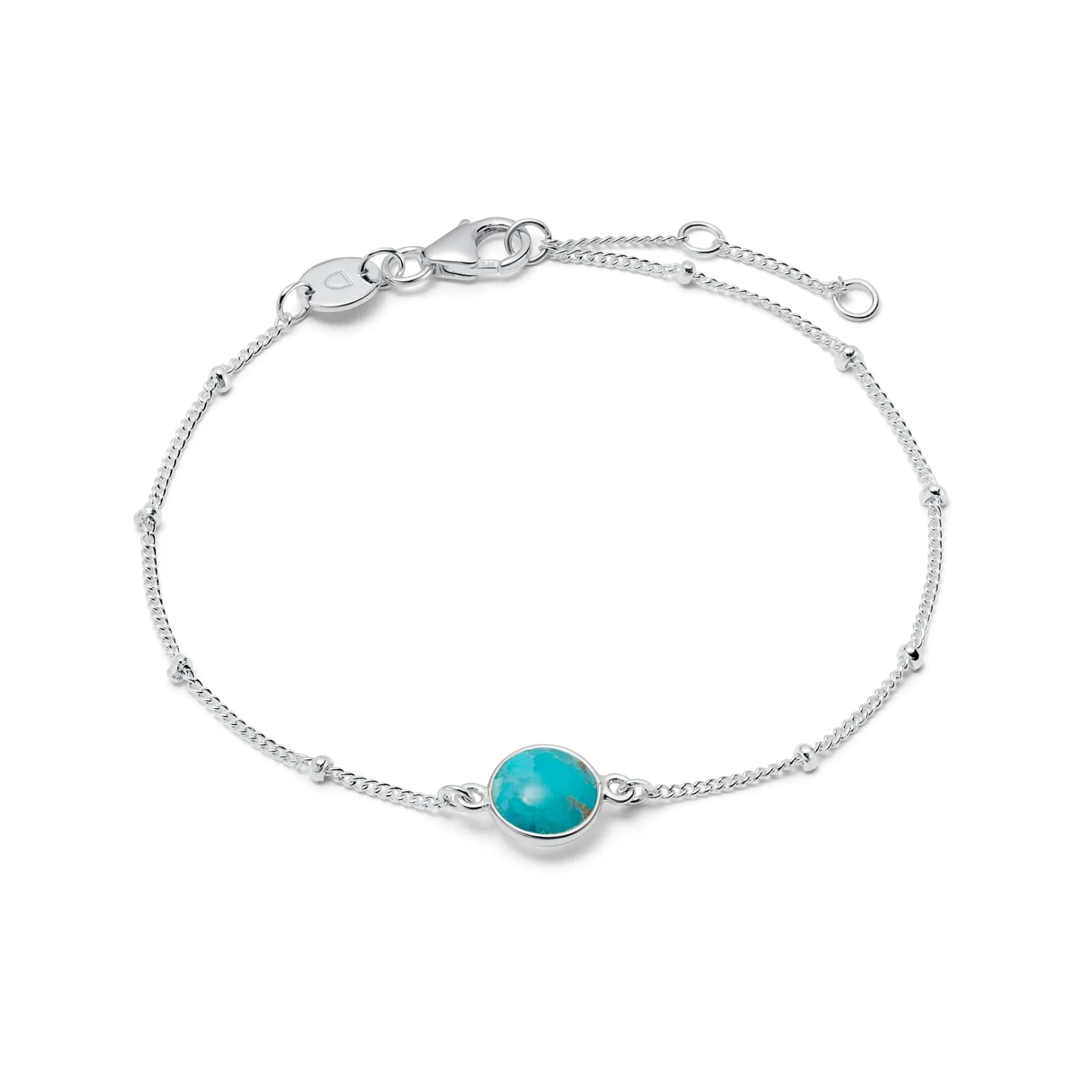 Daisy Turquoise Healing Stone Bobble Bracelet, Sterling Silver