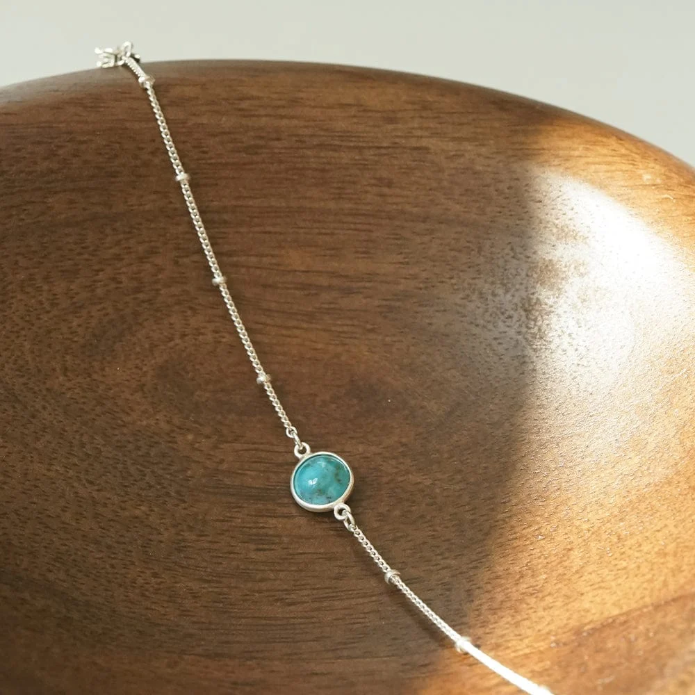 Daisy Turquoise Healing Stone Bobble Bracelet, Sterling Silver