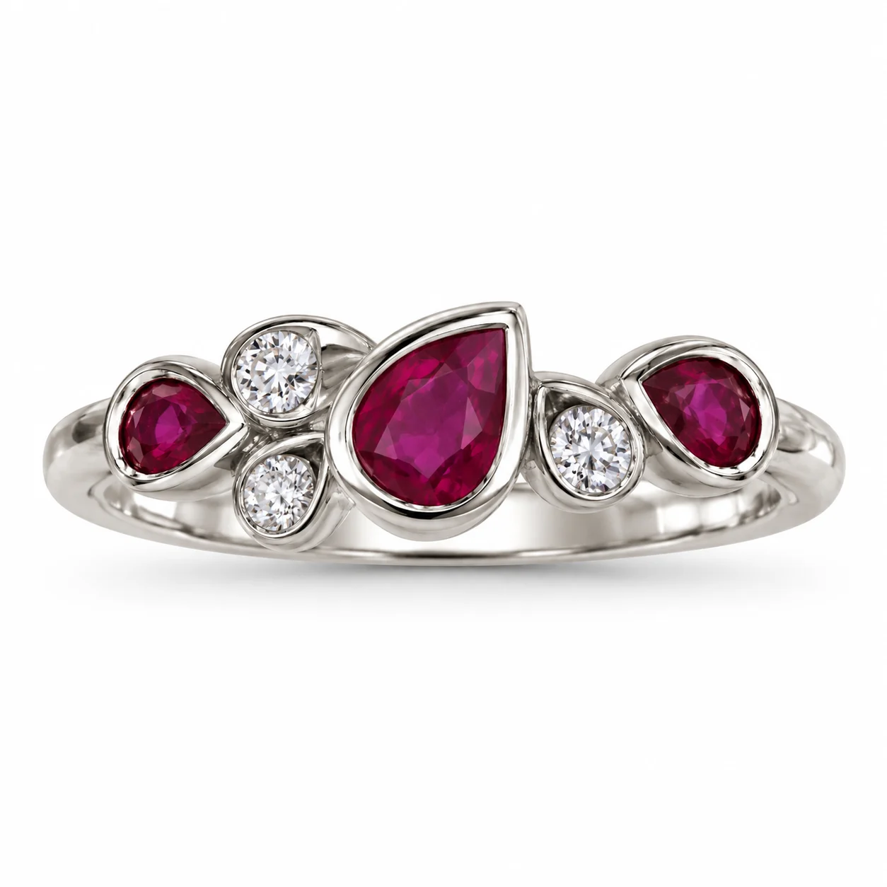 18ct Gold Ruby and Diamond Bezel Eternity Ring