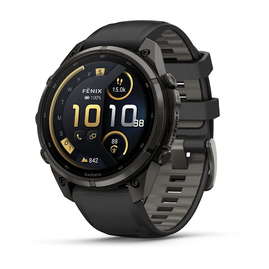 Garmin fēnix® 9 Pro inReach® 47 mm, AMOLED, Carbon Grey DLC Titanium with Black/Pebble Grey Silicone Band