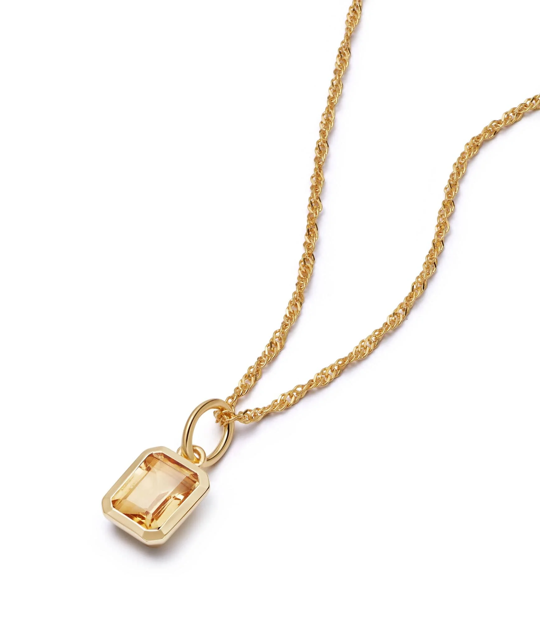 Daisy November Citrine Birthstone Charm Necklace, Gold Plated