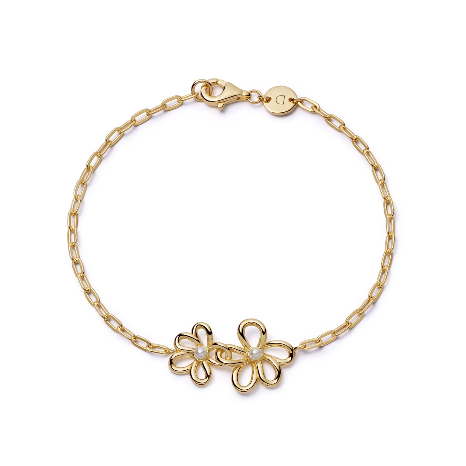 Daisy Bow Bracelet, Gold Plated