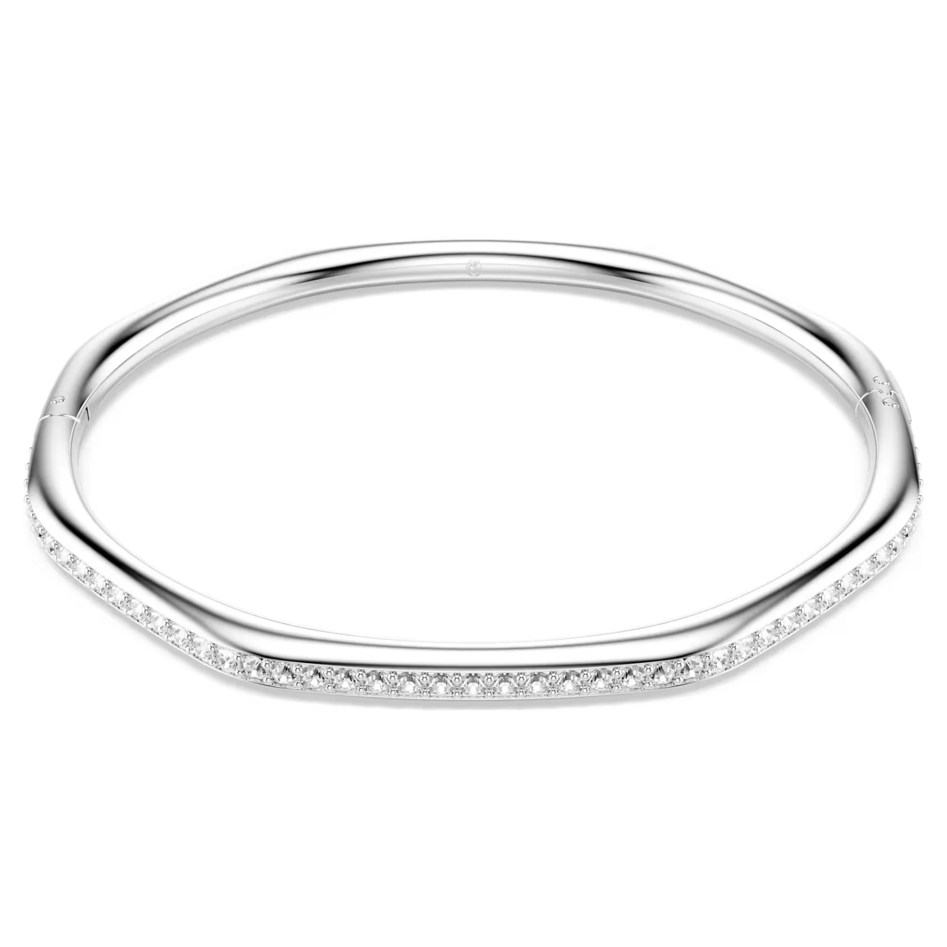 Swarovski Dextera bangle, Octagon shape, Round cut, White, Rhodium plated