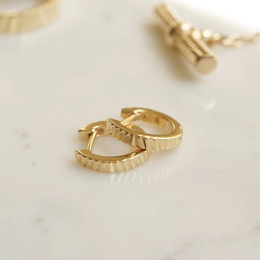 Daisy Estée Lalonde Sunburst Huggie Earrings, Gold Plated