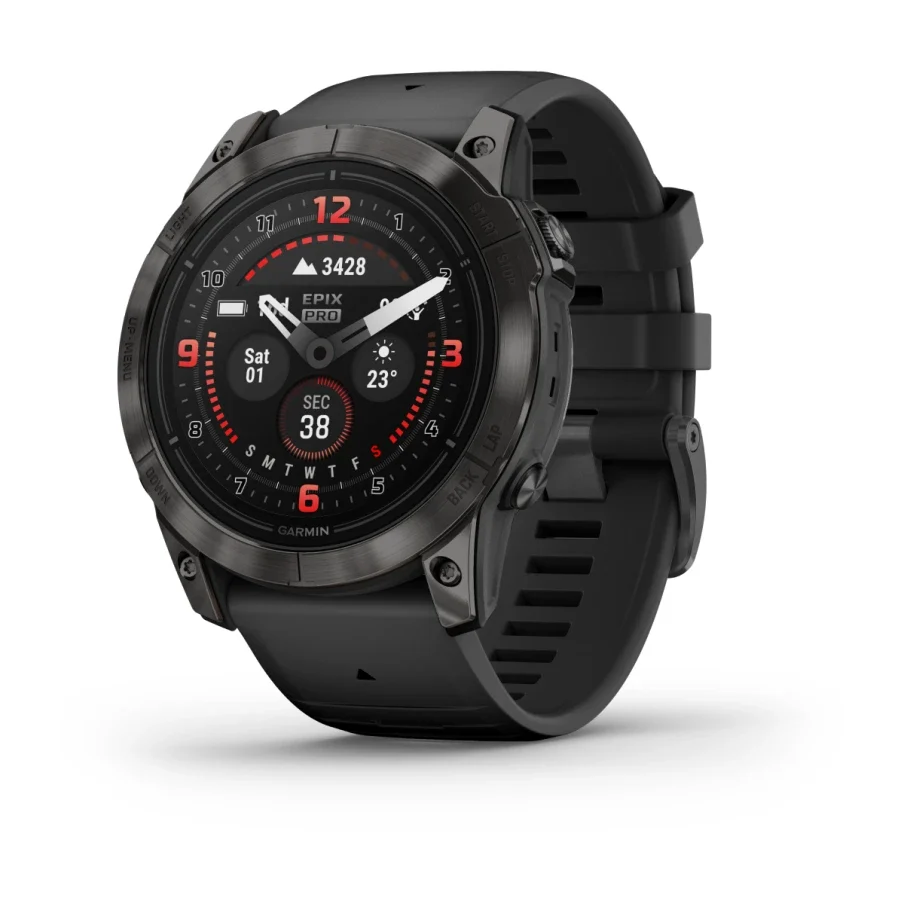 Garmin epix™ Pro (Gen 2) Sapphire Edition 51 mm, Carbon Grey DLC Titanium with Black Silicone Band