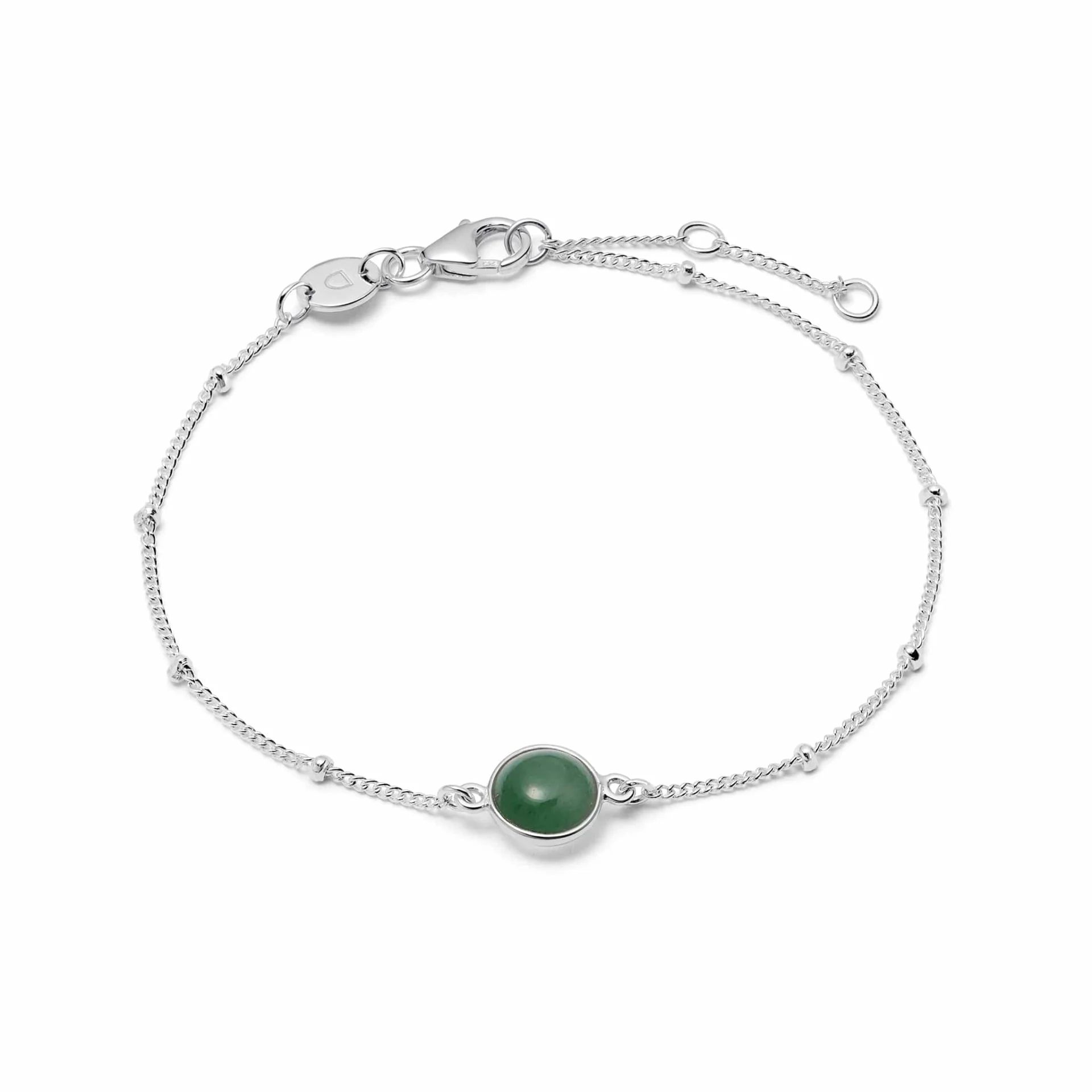 Daisy Green Aventurine Healing Stone Bobble Bracelet, Sterling Silver