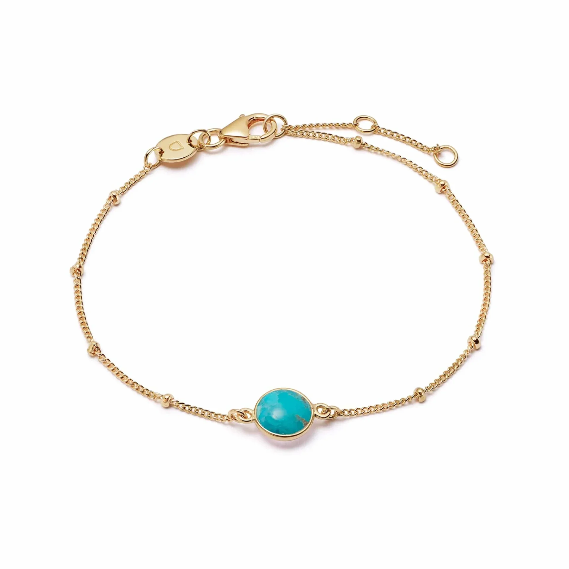Daisy Turquoise Healing Stone Bobble Bracelet 18ct Gold Plate