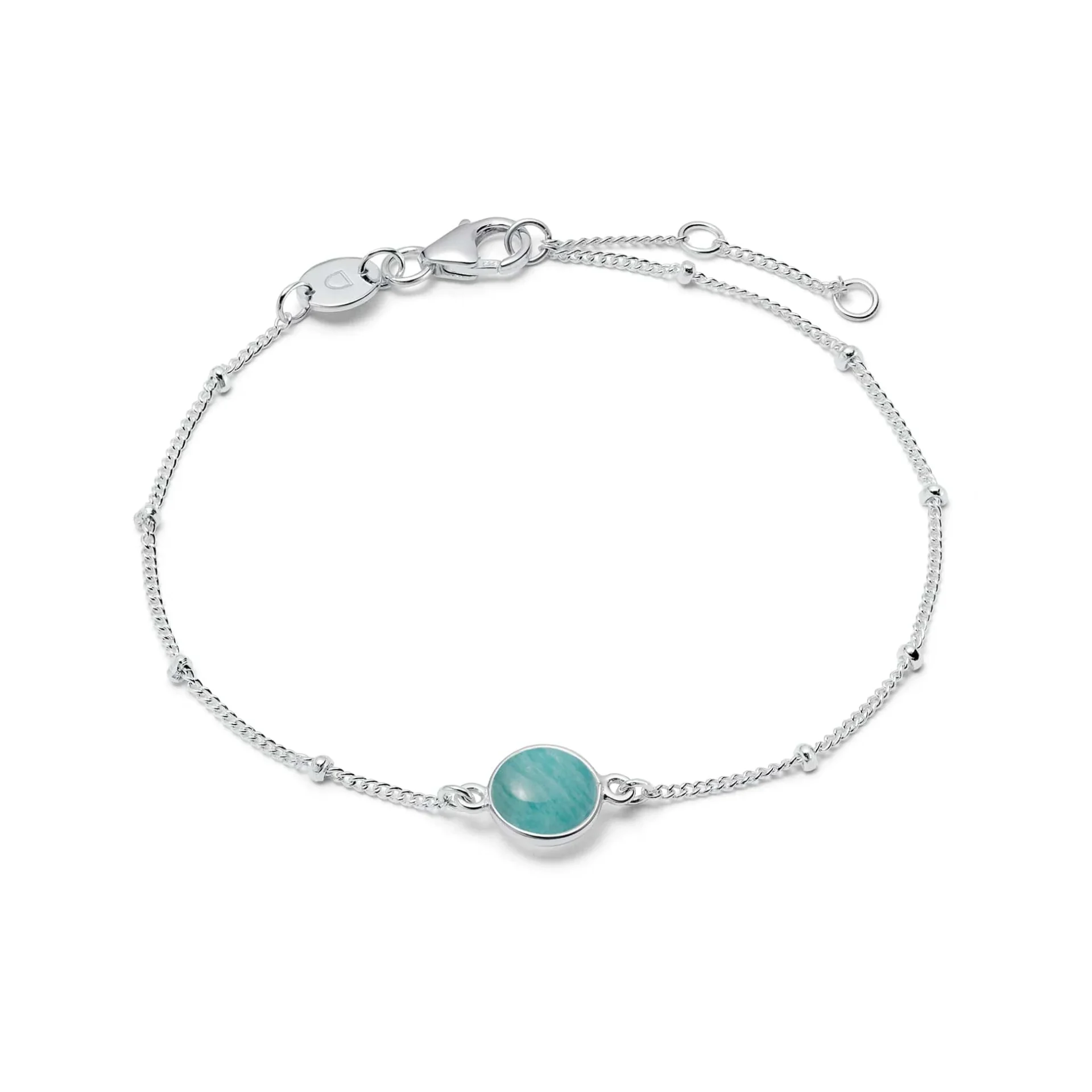 Daisy Amazonite Healing Stone Bobble Bracelet Sterling Silver
