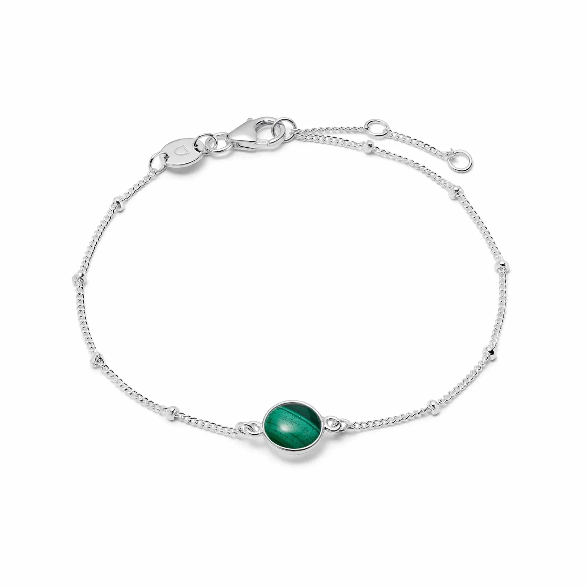 Daisy Malachite Healing Stone Bobble Bracelet Sterling Silver
