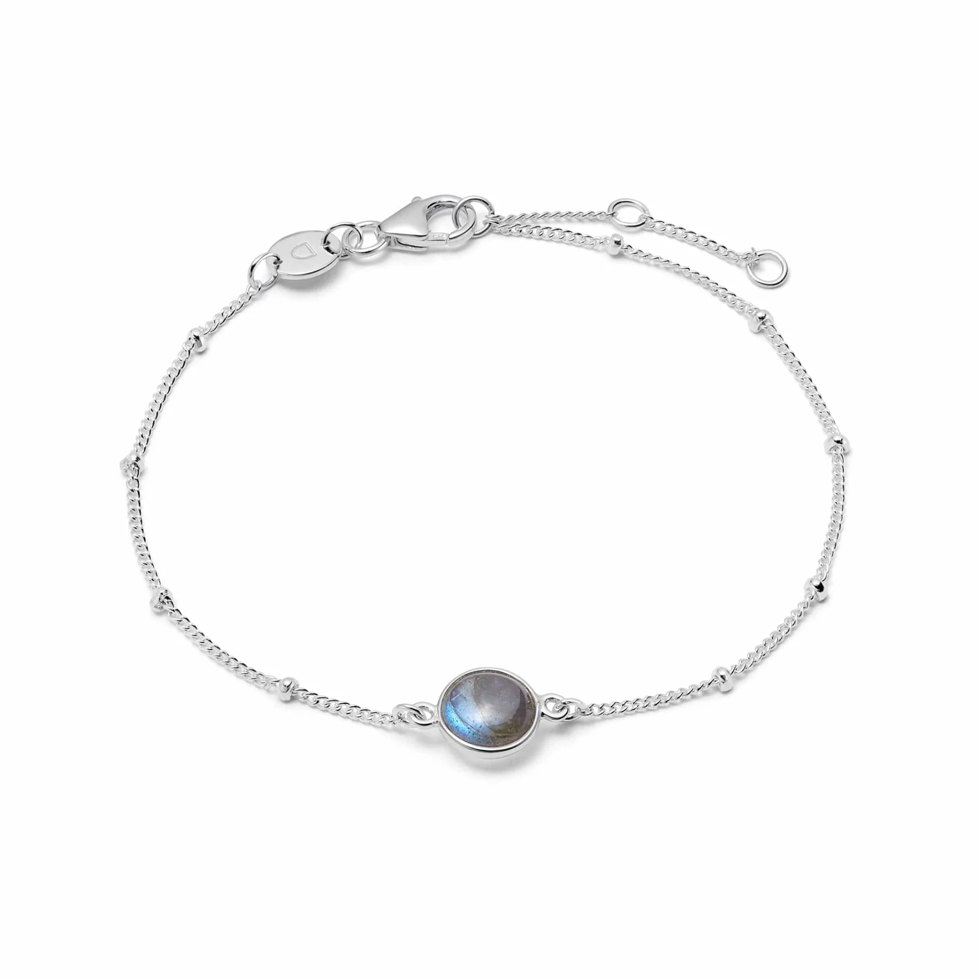 Daisy Labradorite Healing Stone Bobble Bracelet, Sterling Silver