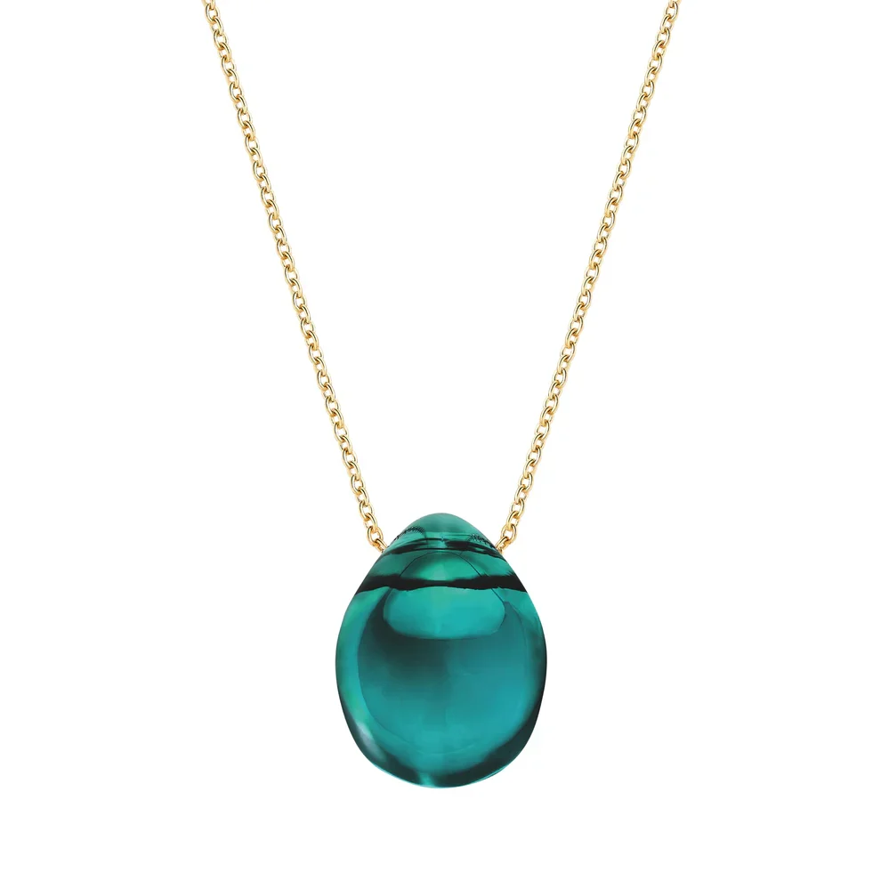 Lalique Cabochon Pendant, Dark Green Crystal