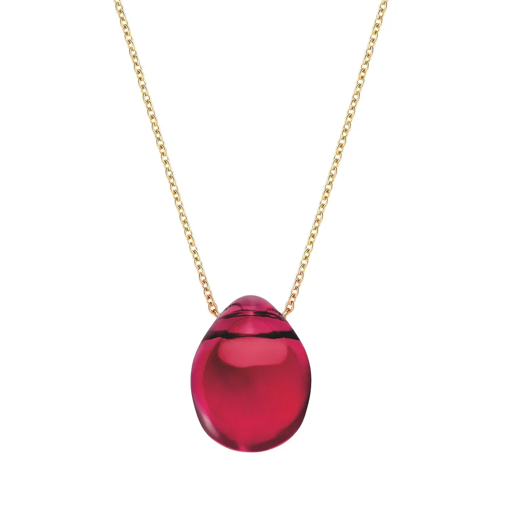 Lalique Cabochon Pendant, Red Crystal