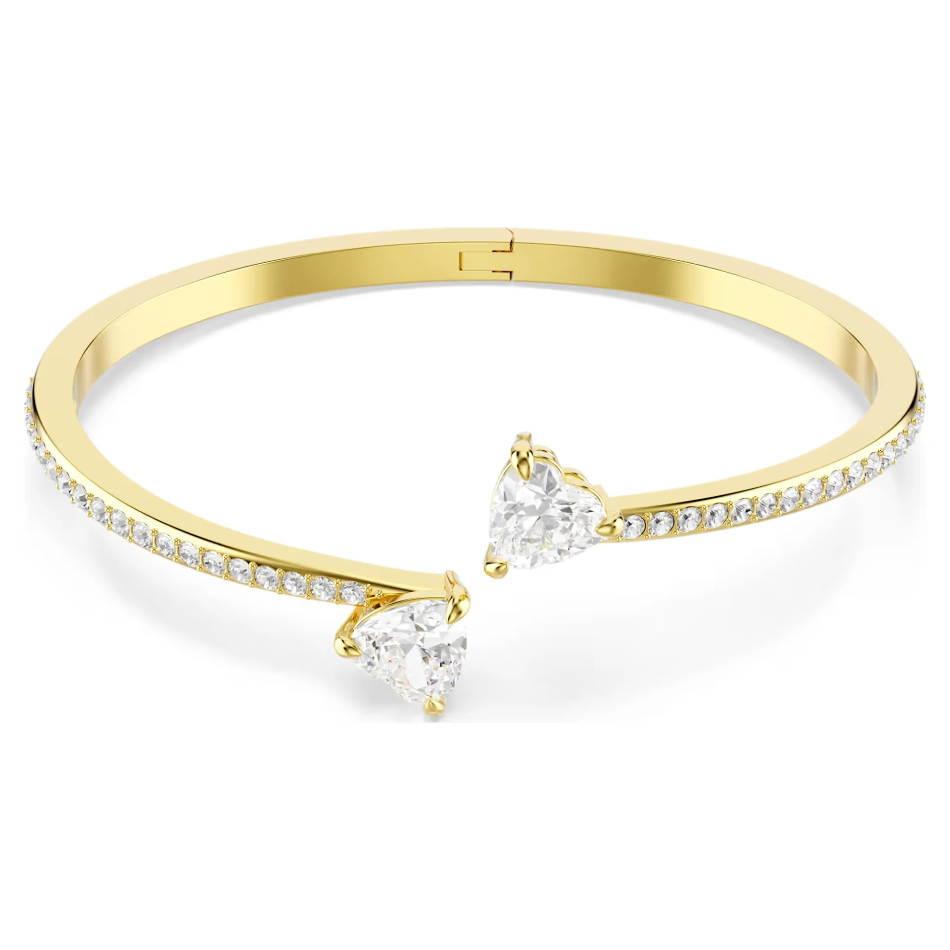 Swarovski Mesmera bangle, Heart, White, Gold-tone plated