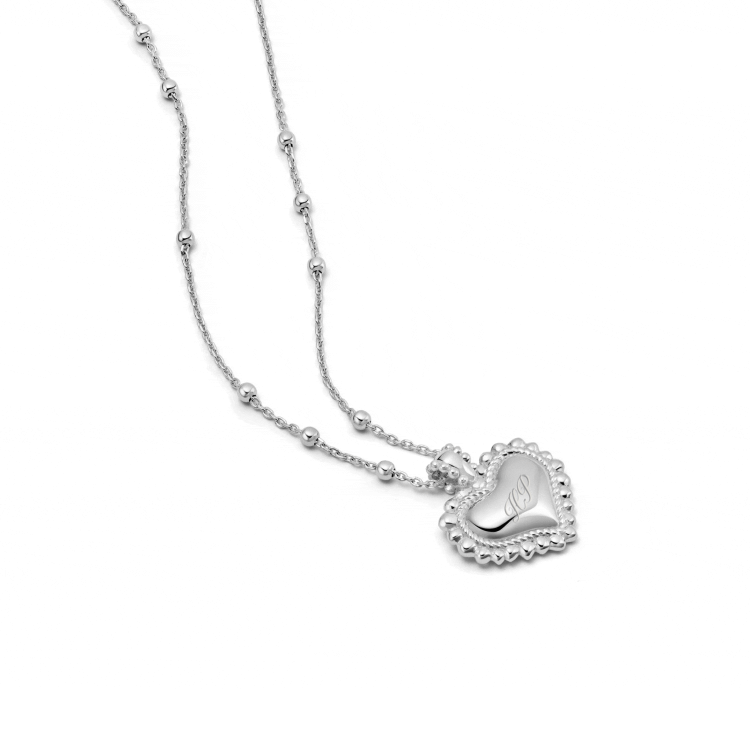 Daisy Bobble Heart Necklace, Sterling Silver