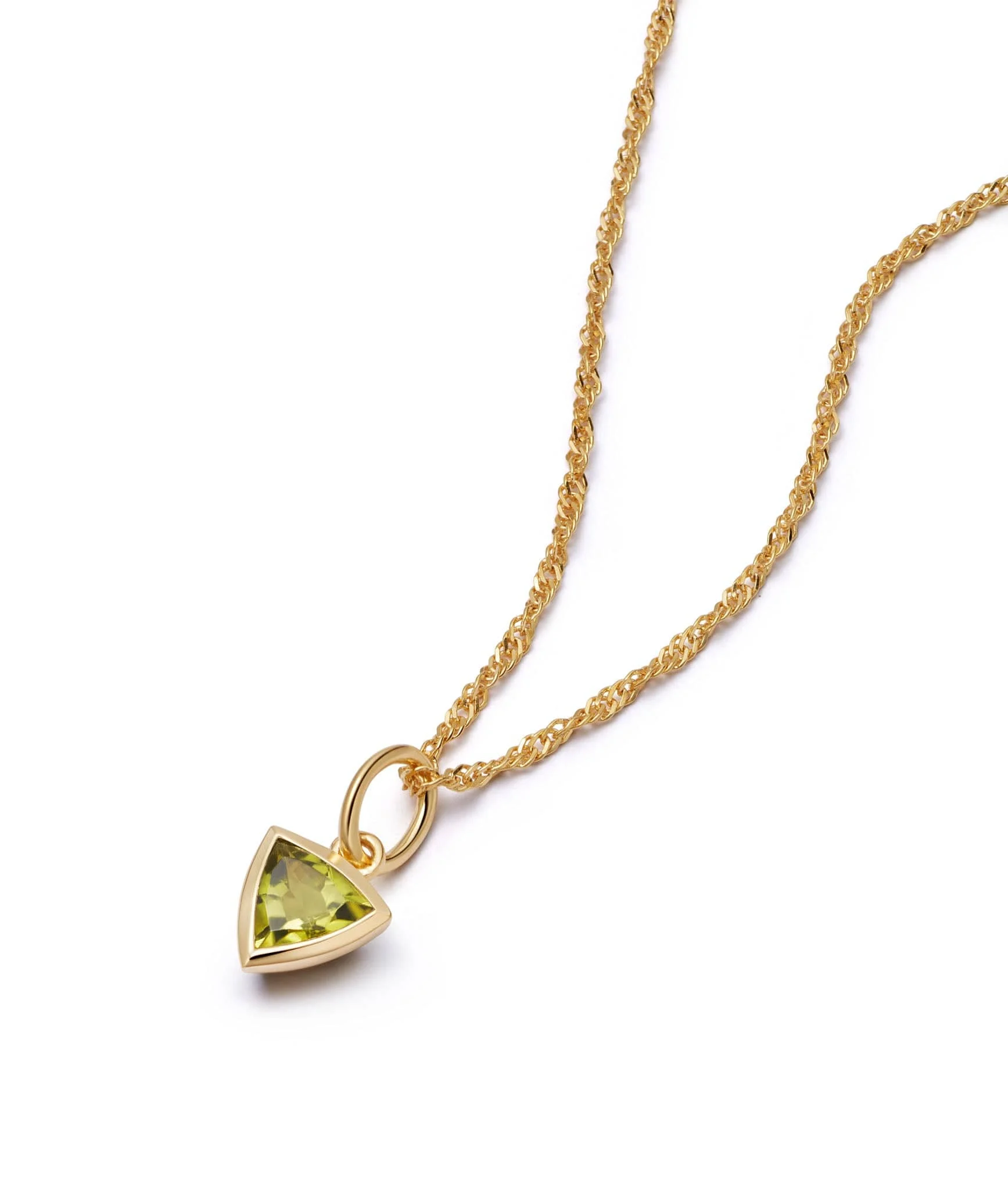 Daisy Peridot August Birthstone Charm Necklace 18ct Gold Plate