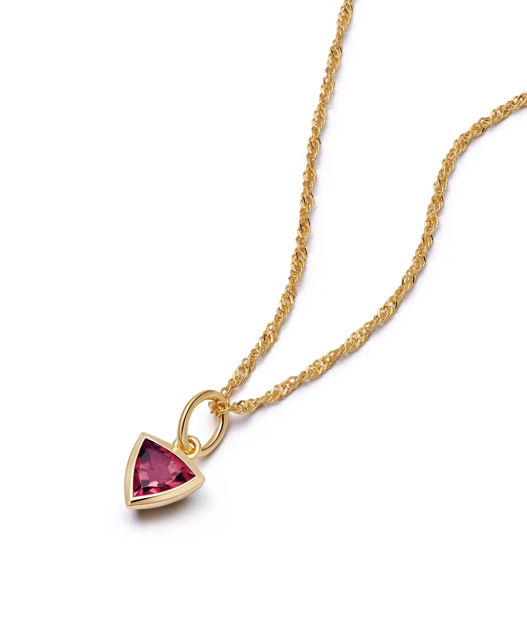 Daisy July Ruby Birthstone Charm Necklace 18ct Gold Plate