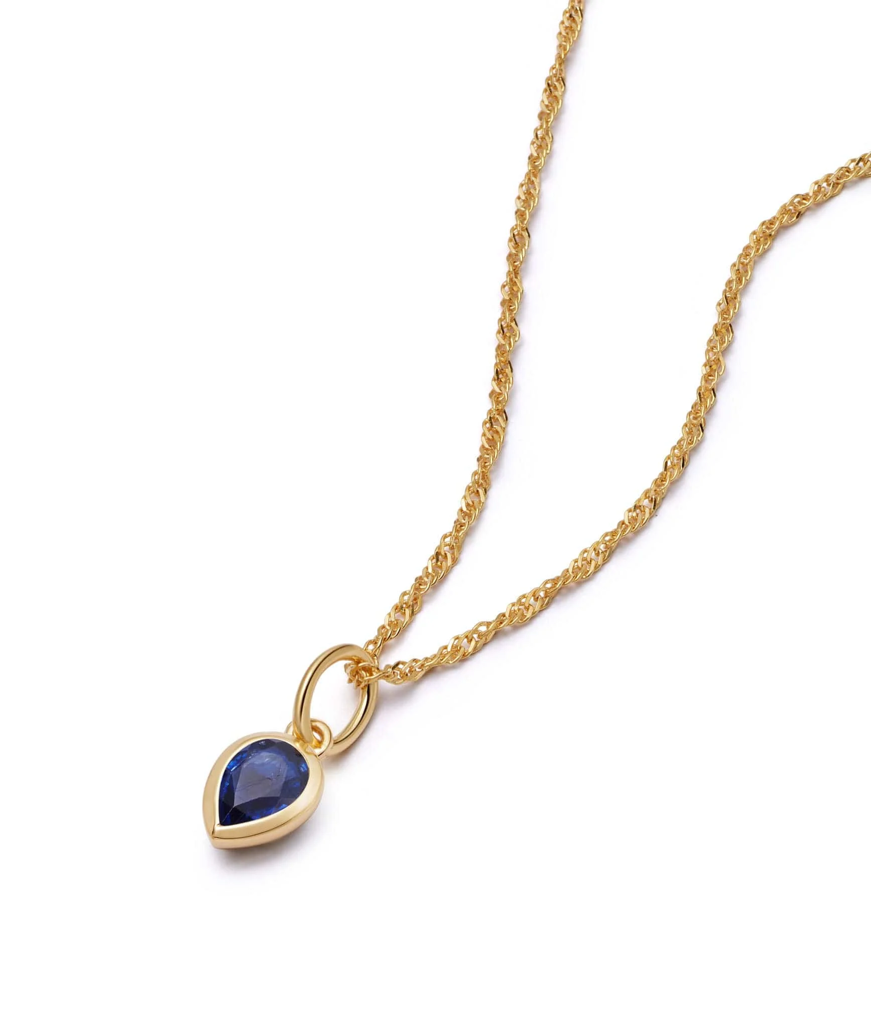 Daisy September Sapphire Birthstone Charm Necklace, Gold Plated