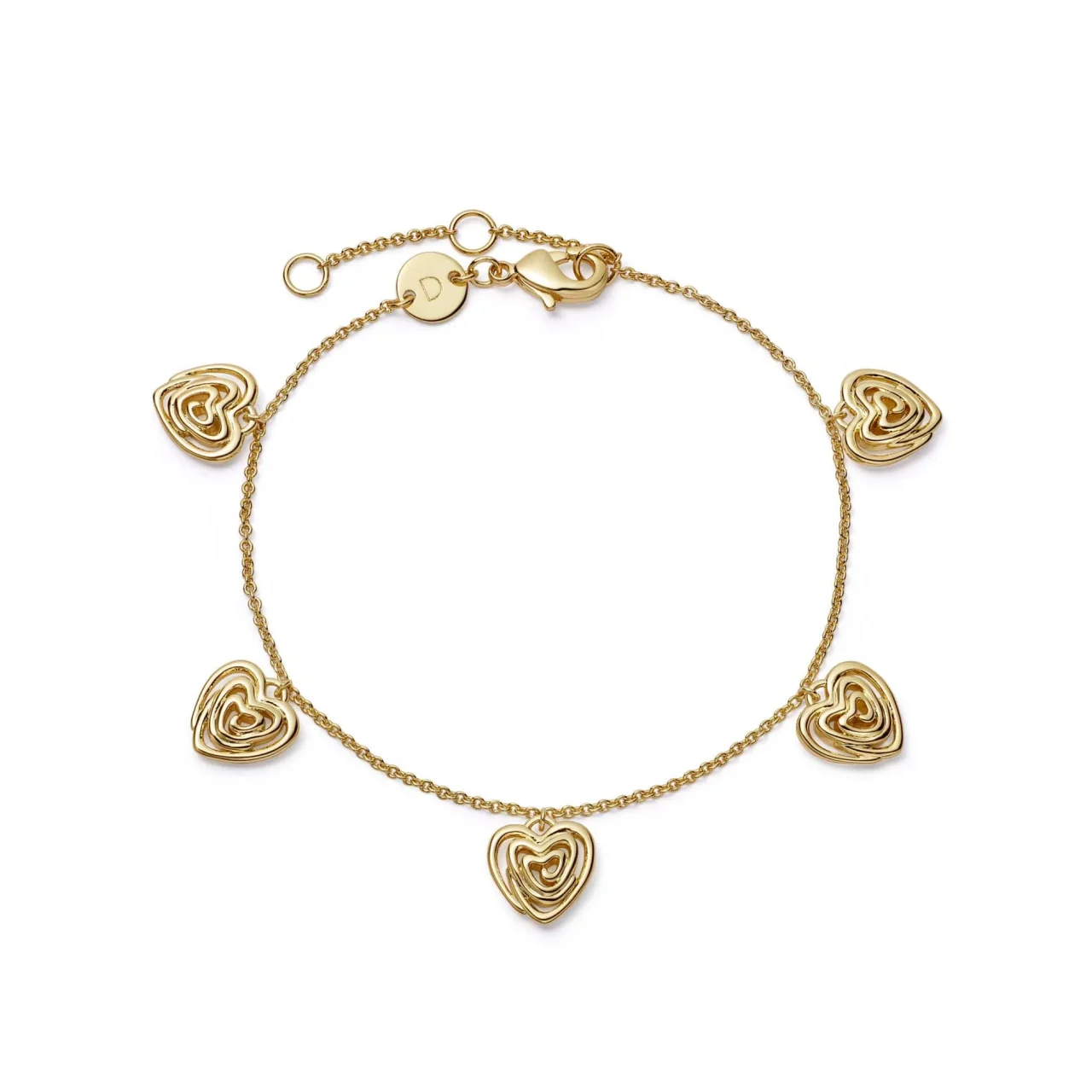 Daisy Scribble Heart Charm Bracelet : HTBR01_GP