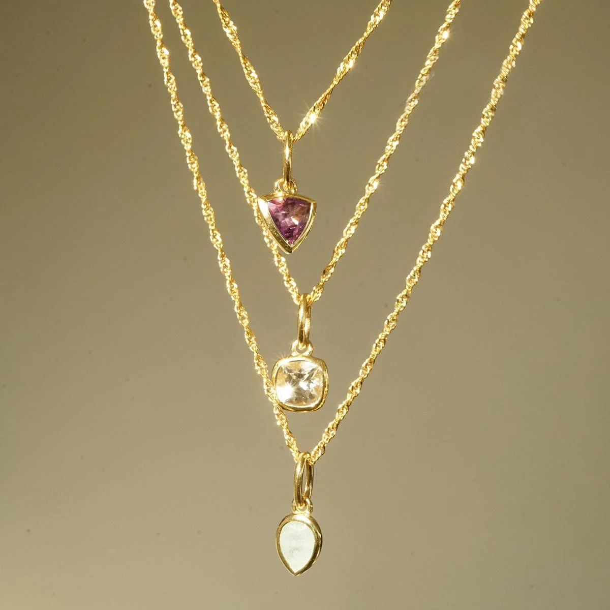 Daisy April White Topaz Birthstone Charm Necklace 18ct Gold Plate